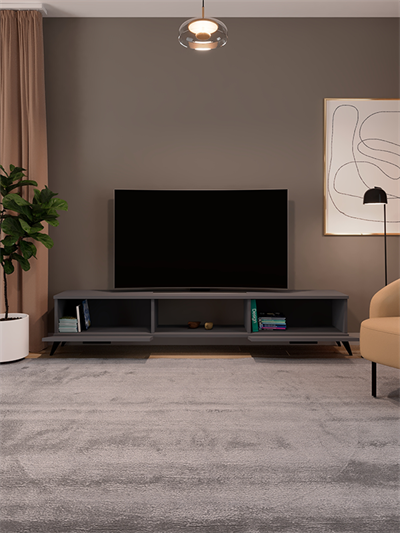 Sahra 2 Kapaklı Tv Ünitesi Ayaklı Modern Tv Sehpası 180 cm - Antrasit