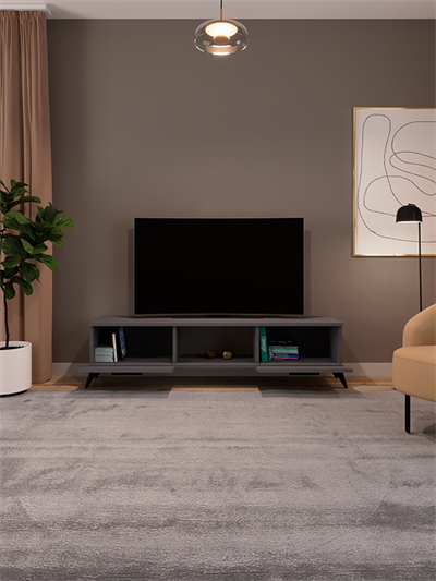 Sahra 2 Kapaklı Tv Ünitesi Ayaklı Modern Tv Sehpası 140 cm - Antrasit