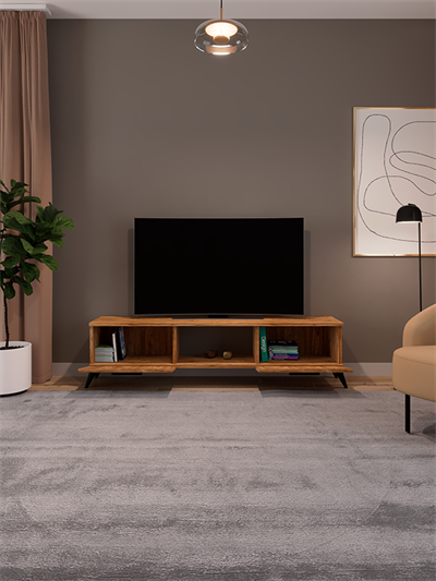 Sahra 2 Kapaklı Tv Ünitesi Ayaklı Modern Tv Sehpası 140 cm - Atlantik Çam