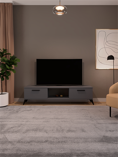 Sahra 2 Kapaklı Tv Ünitesi Ayaklı Modern Tv Sehpası 140 cm - Antrasit