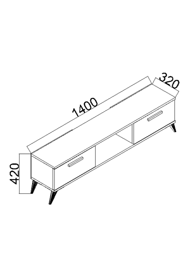 Sahra 2 Kapaklı Tv Ünitesi Ayaklı Modern Tv Sehpası 140 cm - Atlantik Çam