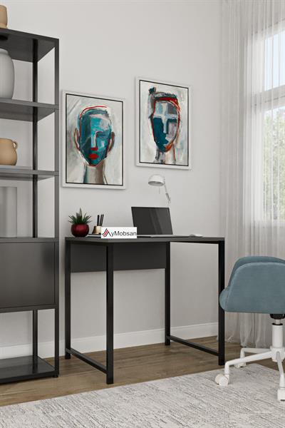 Selin Metal Ayaklı Çalışma Masası – Antrasit Suntalam Siyah Ayak Modern Ofis & Ev Masası