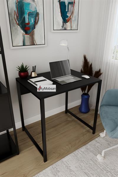 Selin Metal Ayaklı Çalışma Masası – Siyah Suntalam Siyah Metal Ayak Modern Ofis & Ev Masası