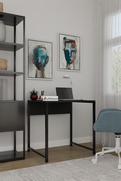 Selin Metal Ayaklı Çalışma Masası – Siyah Suntalam Siyah Metal Ayak Modern Ofis & Ev Masası