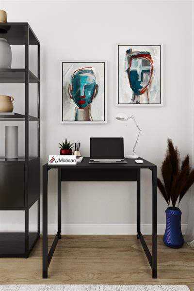 Selin Metal Ayaklı Çalışma Masası – Siyah Suntalam Siyah Metal Ayak Modern Ofis & Ev Masası