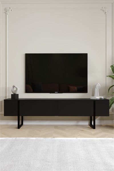 Serenity Metal Ayaklı Tv Ünitesi 180 cm - Siyah
