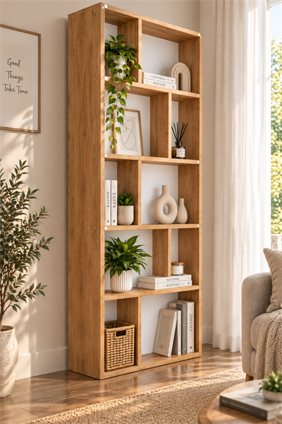 Simge 10 Bölmeli Çok Amaçlı Raflı Kitaplık -  Atlantik Çam