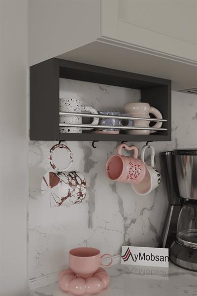 Trend Kupa Standı Bardak Tutucu Kupa,Fincan Askılığı Çok Amaçlı Raf 45 cm - Antrasit