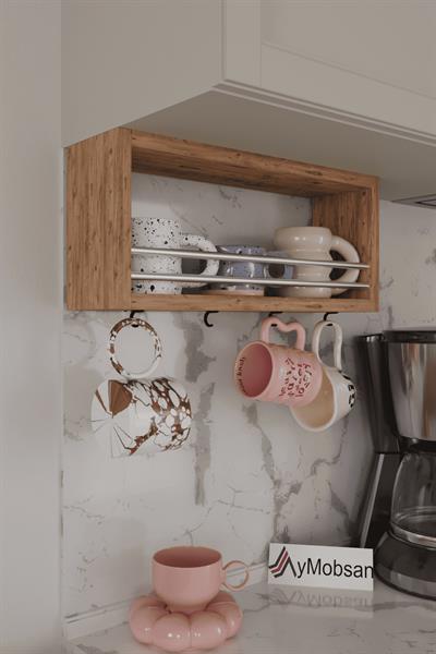 Trend Kupa Standı Bardak Tutucu Kupa,Fincan Askılığı Çok Amaçlı Raf 45 cm - Atlantik Çam