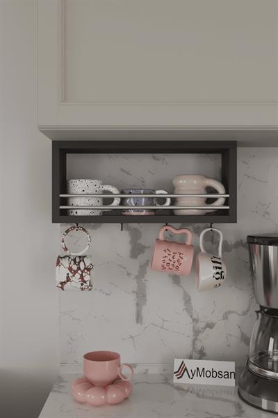 Trend Kupa Standı Bardak Tutucu Kupa,Fincan Askılığı Çok Amaçlı Raf 45 cm - Antrasit