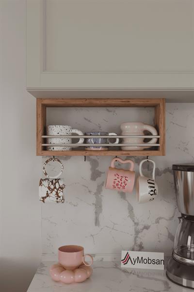 Trend Kupa Standı Bardak Tutucu Kupa,Fincan Askılığı Çok Amaçlı Raf 45 cm - Atlantik Çam