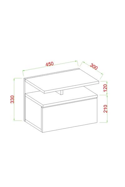Venüs Komodin  Duvara Monte  45 cm - Sis Gri
