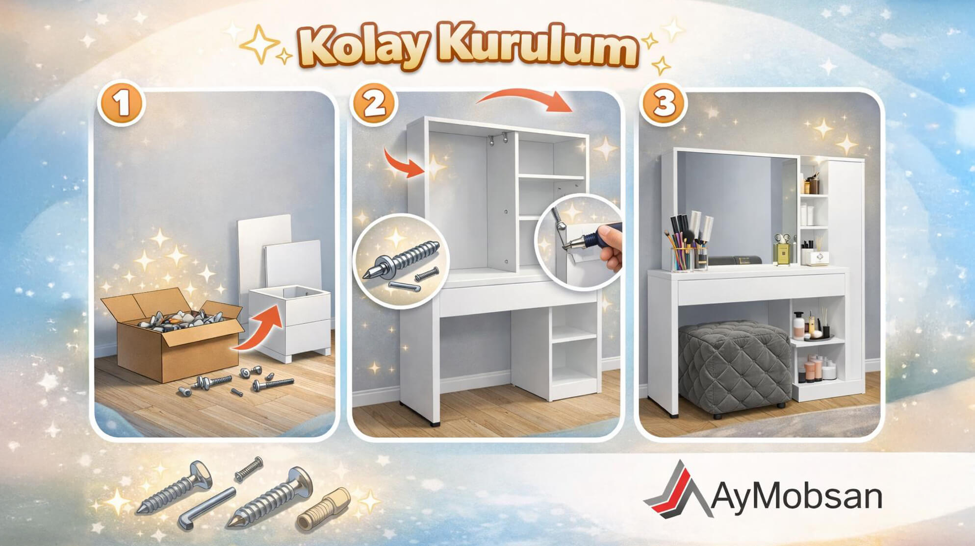 Makyaj Masası Kurulum Rehberi – Dayanıklı ve Demonte Modeller İçin