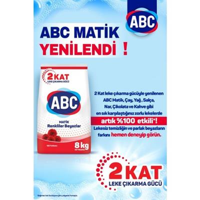 Abc Matik Gül Tutkusu Konsantre Toz Çamaşır Deterjanı 8 Kg – 55 Yıkama, Gül Kokulu, Beyaz Ve Renkli Çamaşırlar İçin