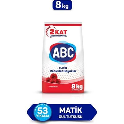 Abc Matik Gül Tutkusu Konsantre Toz Çamaşır Deterjanı 8 Kg – 55 Yıkama, Gül Kokulu, Beyaz Ve Renkli Çamaşırlar İçin