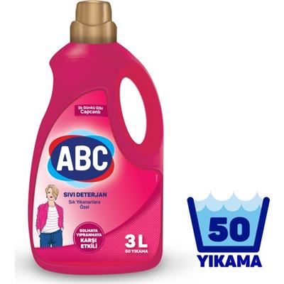 ABC Sıvı Çamaşır Deterjanı Yüksek Verimle Sık Yıkananlar İçin 3 L Kolay Ütü