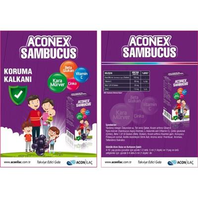 Acon İlaç Aconex Sambucus Kara Mürver+Beta Glucan+C Vitamini+D Vitamini