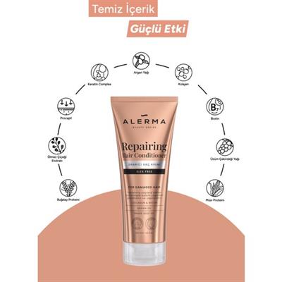 Alerma Onarıcı Vegan Saç Kremi 200 ml Doğal İçerikli Procapil Kolajen Argan Yağlı Boyalı Saçlar