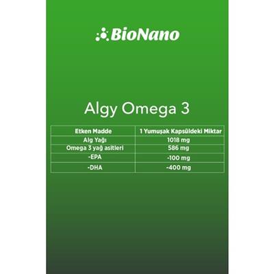 Algy Omega 3 Yüksek Dha | Epa | Alg Kaynaklı Omega 3