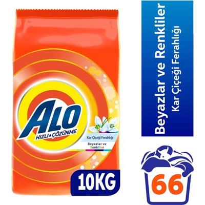 Alo 10 Kg Kar Çiçeği Ferahlğı Beyazlar ve Renkliler Hızlı Çözülme  Toz Deterjan