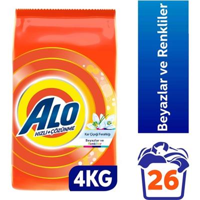 Alo 4 Kg Kar Çiçeği Ferahlğı Beyazlar ve Renkliler Hızlı Çözülme  Toz Deterjan
