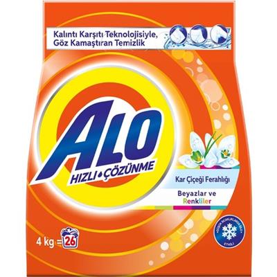 Alo 4 Kg Kar Çiçeği Ferahlğı Beyazlar ve Renkliler Hızlı Çözülme  Toz Deterjan