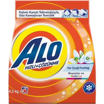 Alo 4,5 Kg Kar Çiçeği Ferahlğı Beyazlar ve Renkliler Hızlı Çözülme  Toz Deterjan