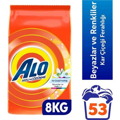 Alo 8 Kg Kar Çiçeği Ferahlğı Beyazlar ve Renkliler Hızlı Çözülme  Toz Deterjan