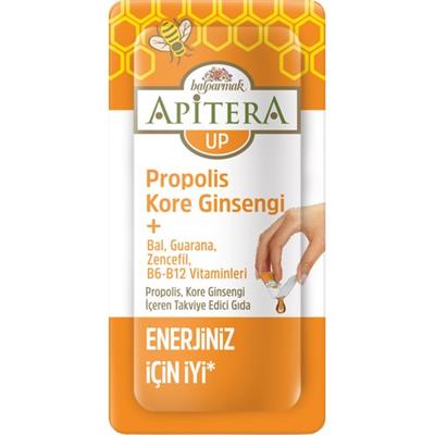 Apitera UP Doğal Bal, B Vitaminleri, Kırmızı Ginseng, Guarana ve Propolis İçeren Takviye Edici 7’li Saşe