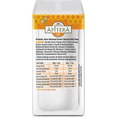 Apitera UP Doğal Bal, B Vitaminleri, Kırmızı Ginseng, Guarana ve Propolis İçeren Takviye Edici 7’li Saşe