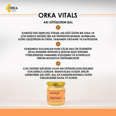 Apivital Organik Arı Sütü & Krem Bal Karışımı 220 g
