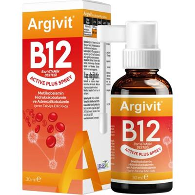 Argivit Active Plus B12 Vitamin (Metilkobalamin, Hidroksikobalamin ve Adenozilkobalamin) Sprey 30 ml