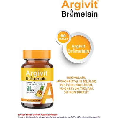 Argivit Bromelain İçeren Takviye Edici Gıda 500 mg 60 Tablet