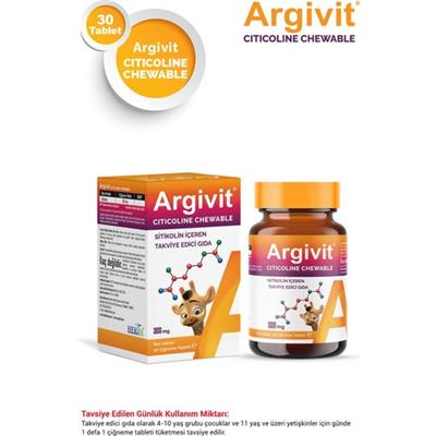 Argivit Citicoline Chewable Sitikolin Içeren Takviye Edici Gıda 30 Tablet