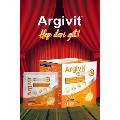 Argivit Efervesan C Tablet C Vitamini, Çinko, D Vitamini ve K2 Vitamini (Menaquinon 7) İçeren 10 Saşe