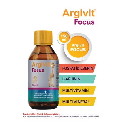 Argivit Focus Fosfotidilserin, L-Arjinin, Multivitamin ve Multimineral İçeren Sıvı 150 ml - Portakal ve Vanilya Aromalı