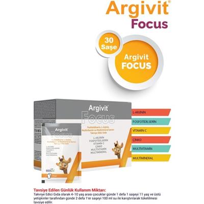 Argivit Focus L-Arjinin, Fosfotidilserin, Multivitamin ve Multimineral 30 saşe