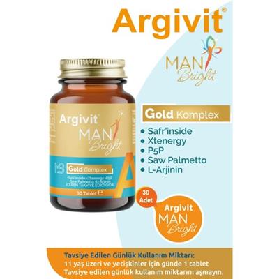 Argivit Man Bright Tablet ( Cüce Palmiye (Saw Palmetto), Safran, Isırgan ve L-Arjinin ) 30 Tablet