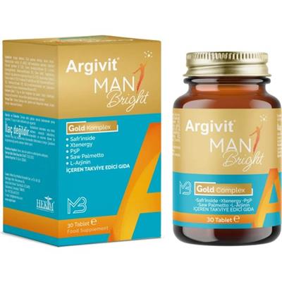 Argivit Man Bright Tablet ( Cüce Palmiye (Saw Palmetto), Safran, Isırgan ve L-Arjinin ) 30 Tablet