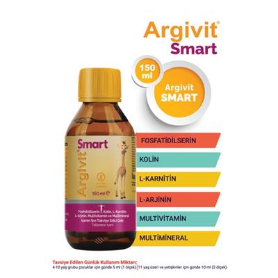 Argivit Smart (Fosfotidilserin, Kolin, L-Karnitin, L-Arjinin, Multivitamin, Multimineral) Şurup 150 ml - Portakal ve Vanilya Aromalı