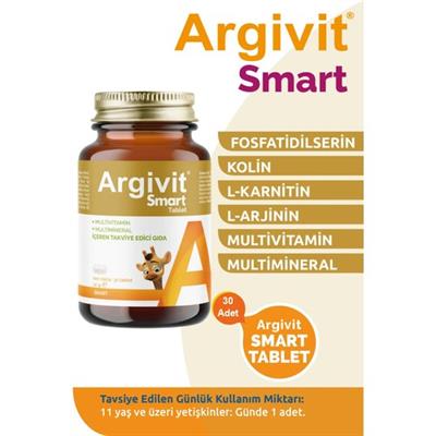 Argivit Smart Tablet 30 Tablet - Fosfatidilserin, Kolin, L-Arginin, Multivitamin ve Multimineral