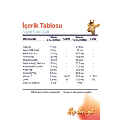 Argivit Tussi Adult ( C vitamini ve Çinko ) Şurup 150 ml