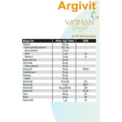 Argivit Women Bright Gold Kompleks Takviye Gıda