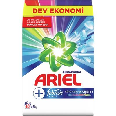 Ariel Febreze Etkili Renkliler Özel 6 kg Aqua Pudra Toz Çamaşır Deterjanı