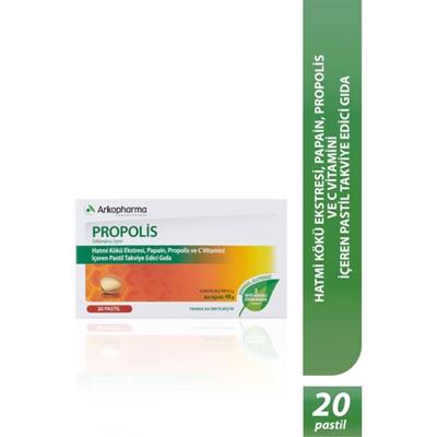 Arkopharma Propolis - Hatmi Kökü Eki, Papain, Propolis ve C Vitamini Içeren Takviye Edici Gıda - 20 Pastil