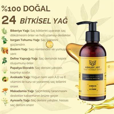 Ashley Joy Bitkisel Saç Bakım Yağı Doğal İçeriklerle Yıpranmış Saçlar İçin 100 ml