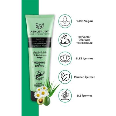 Ashley Joy Kabaran&Kalın Telli Saçlara Avokado &Aloeveralı Elektriklenme Karşıtı Durulanmayan Bakım Kremi 150 ml