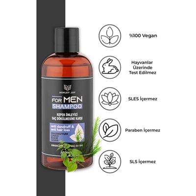 Ashley Joy Magnezyum Çinko Içeren Mentollü Erkek Şampuanı 400 Ml