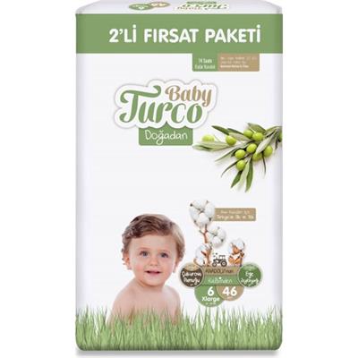Baby Turco Doğadan 2li Fırsat Paketi Bebek Bezi 6 Numara Xlarge 46 Adet