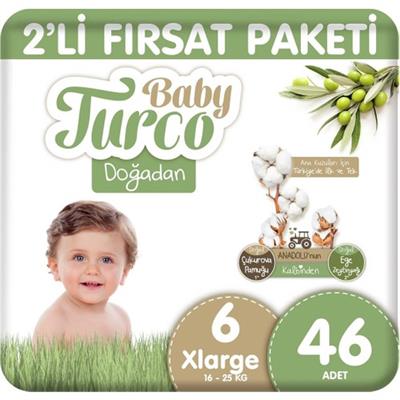 Baby Turco Doğadan 2li Fırsat Paketi Bebek Bezi 6 Numara Xlarge 46 Adet